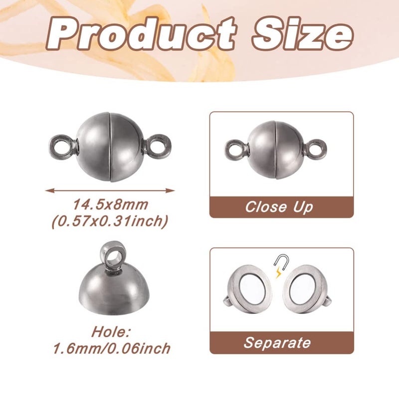 Craftdady 20 Sets Black Round Magnetic Clasps 14.5x8mm Magnet Converters Locking Clasps for Jewelry Bracelet Necklace Making Hole:1.6mm - Image 2